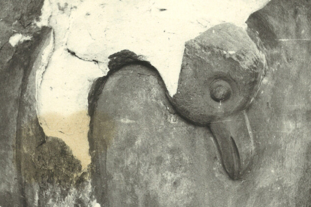 Krajská knihovna v Pardubicích, dům čp. 78, detail – pštros, 1955